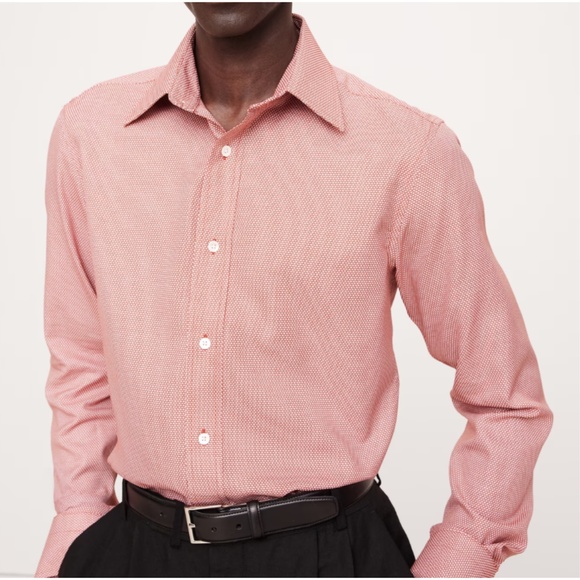 Banana Republic Men’s Standard Fit Non-Iron Pink Dress Shirt (Size M) - Picture 3 of 11